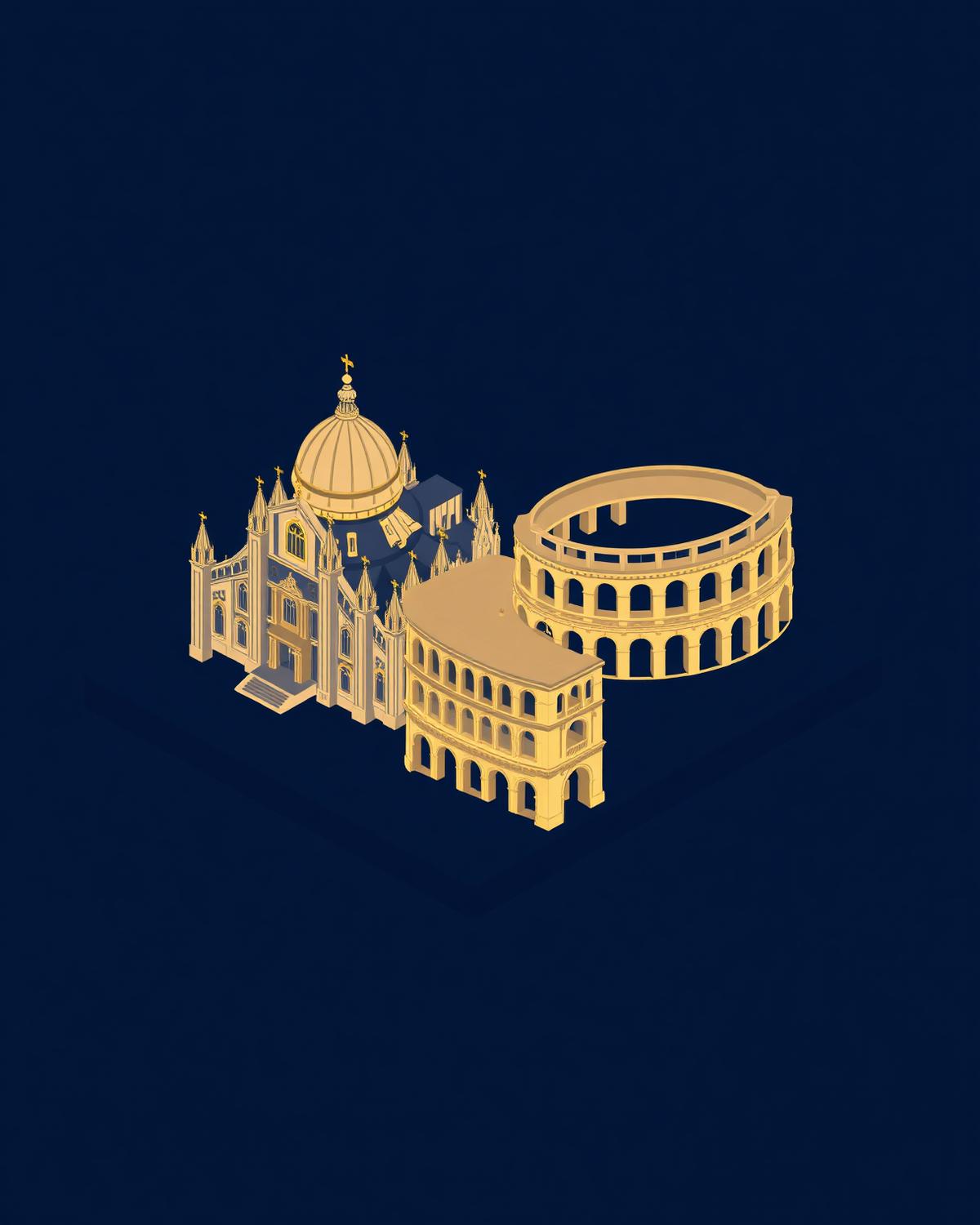 Illustrated landmarks of Italy